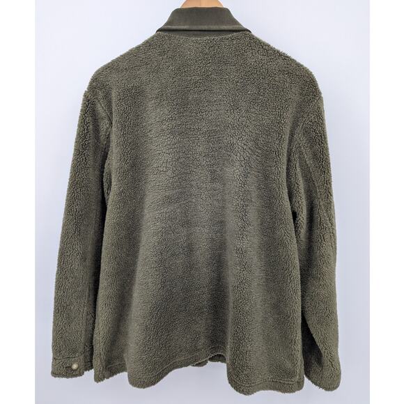 Vintage Green Floral Faux Fleece Teddi Button Close Flower Coat Jacket Size L - Picture 3 of 5